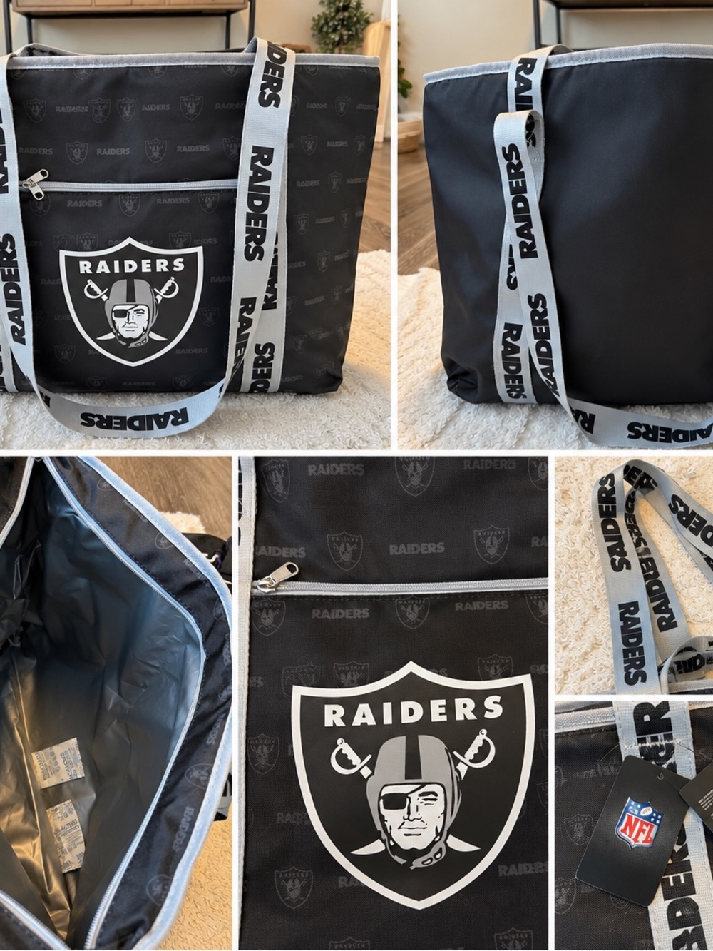 Riders by Lee Black and White Raiders Logo Tote